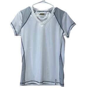 Klim Advantage Tech T Womens Medium White Grey V-Neck Athletic Shirt 5048-002